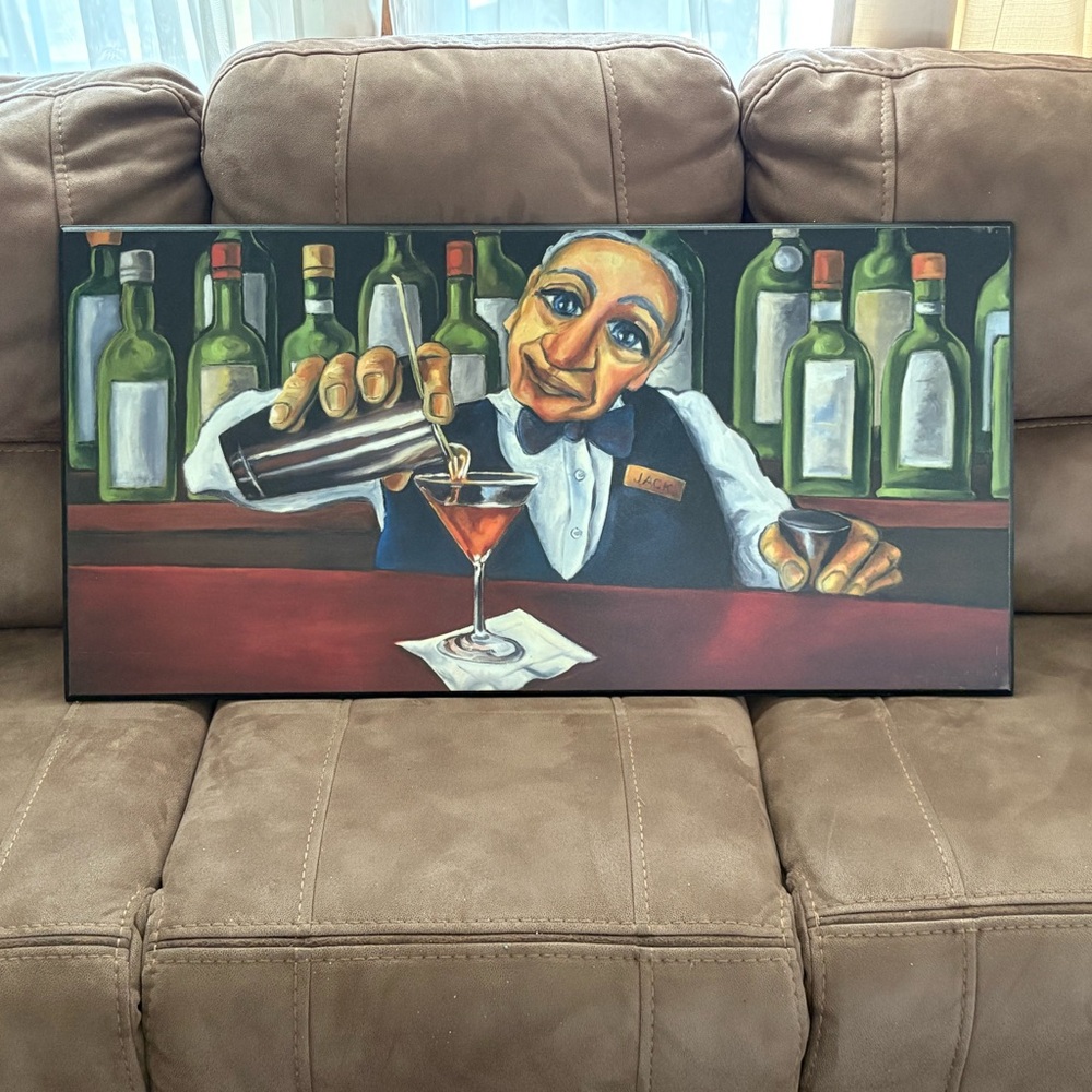 “Jack” The Bartender Canvas Art with Vibrant Colors